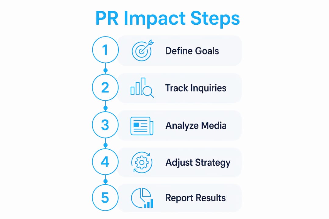 Infographic outlining steps to measure PR impact