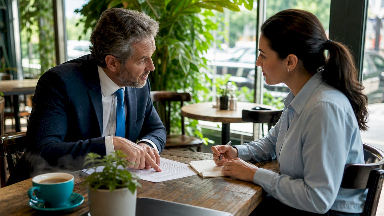 Lawyer and journalist discussing media coverage