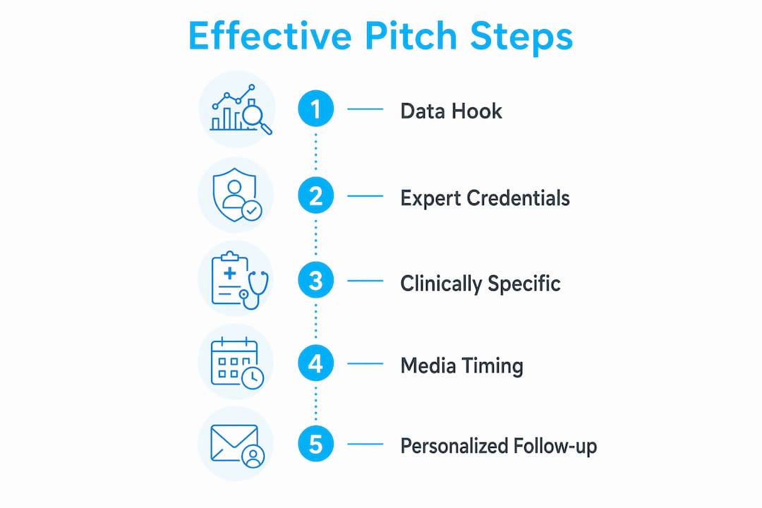 Infographic outlining steps for effective mental health expert pitching