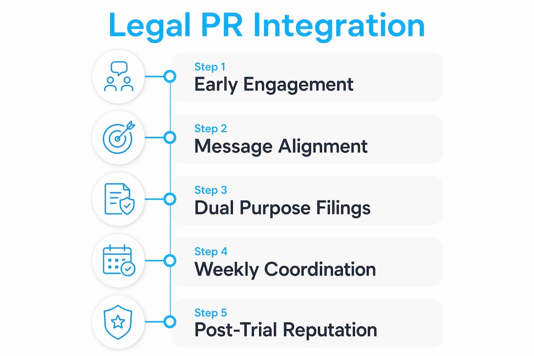 Infographic depicting key steps in legal PR process