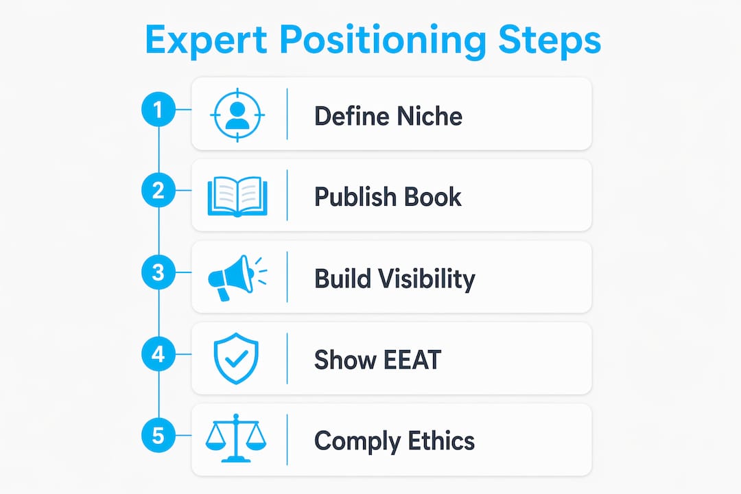 Infographic illustrating steps to establish legal expert positioning