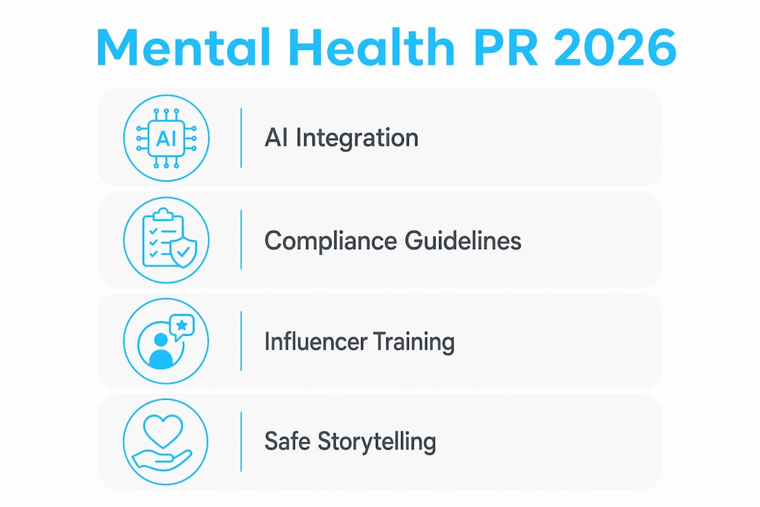 Infographic showing four key mental health PR factors