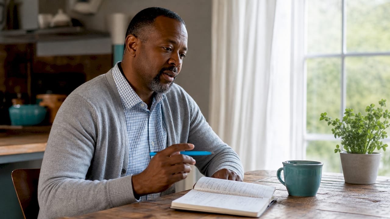 Psychologist practicing interview coaching at home