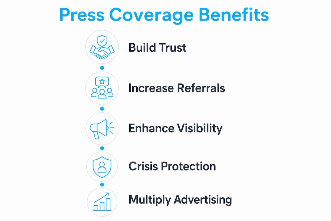 Infographic showing benefits of press coverage