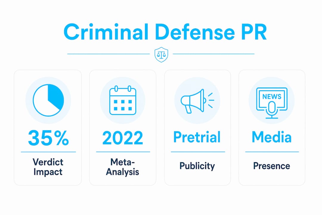 Infographic showing key stats on criminal defense PR impact