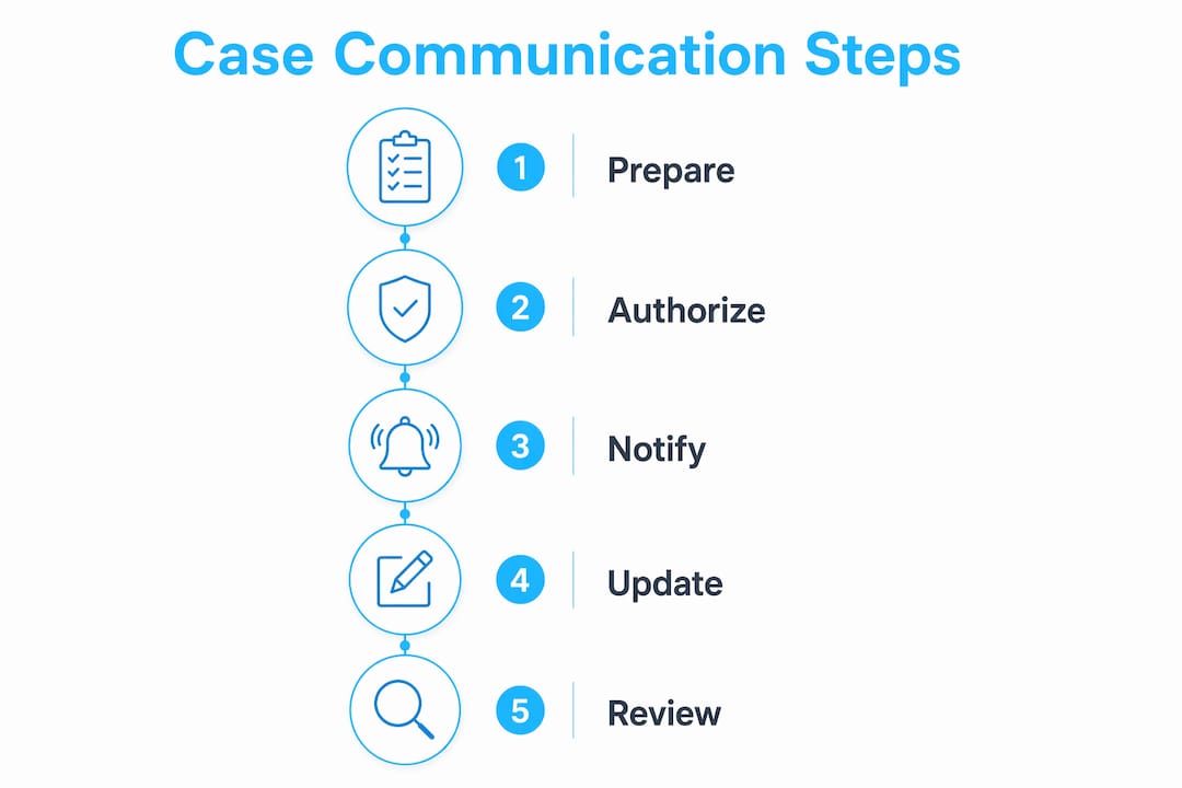 Infographic outlining steps for case communication