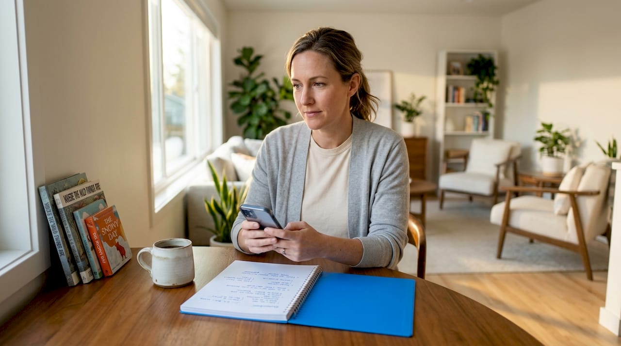 Parent pausing before replying to a message