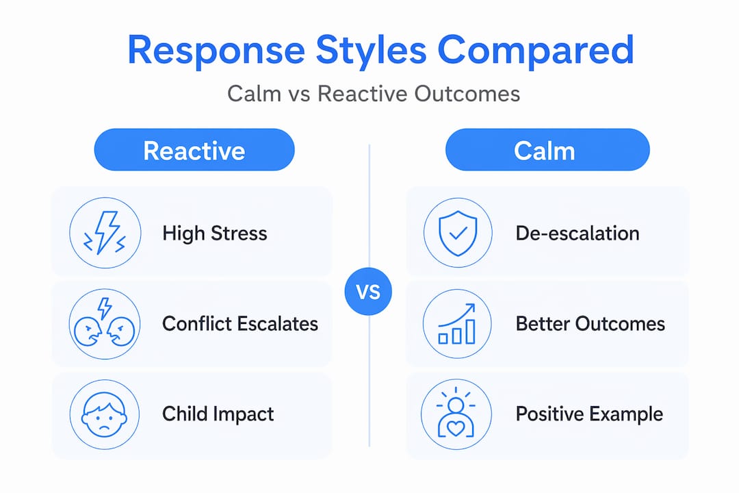 Infographic comparing calm and reactive responses
