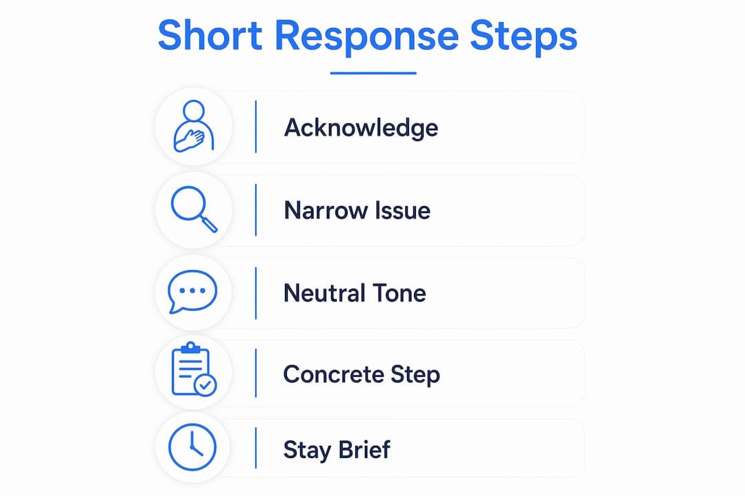 Infographic illustrating steps in short conflict responses