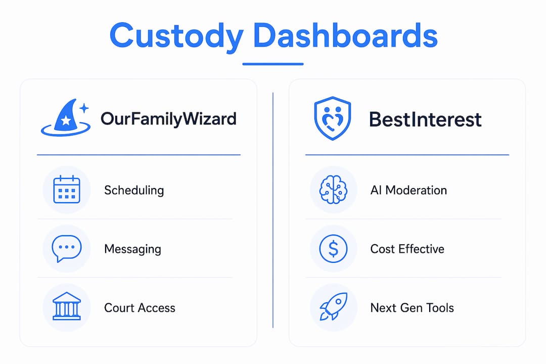 Infographic comparing custody dashboard features