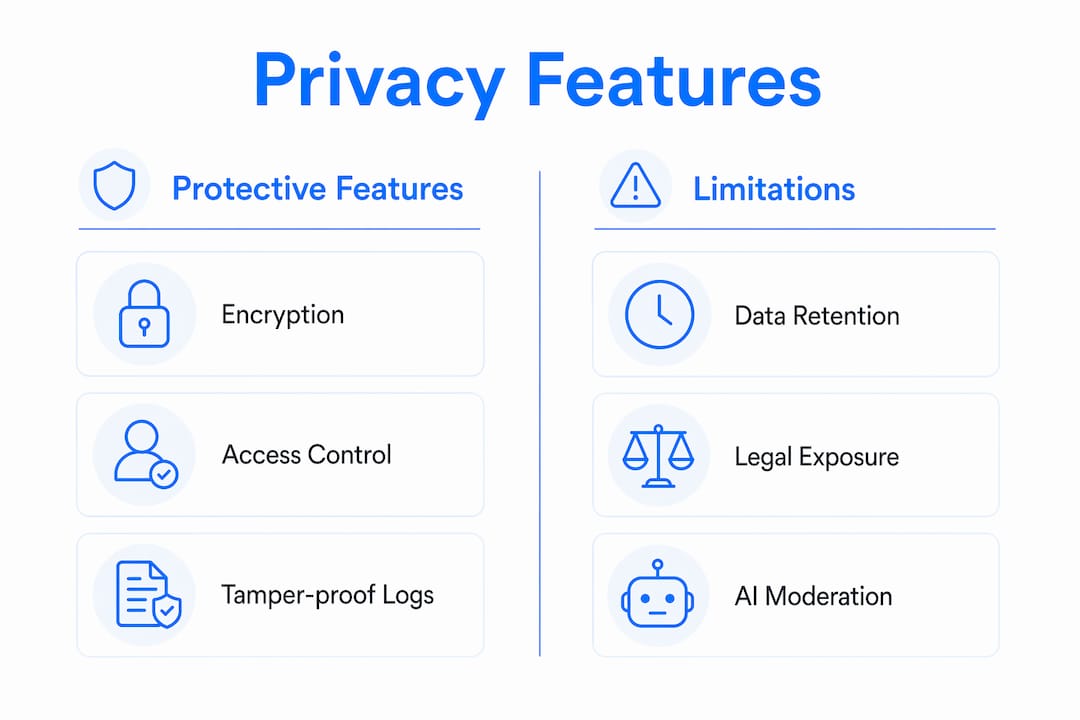 Infographic comparing protective and limiting privacy features