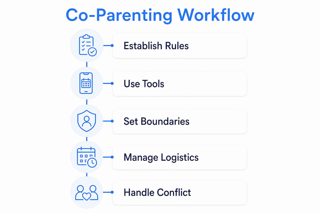 Infographic outlining co-parenting workflow steps