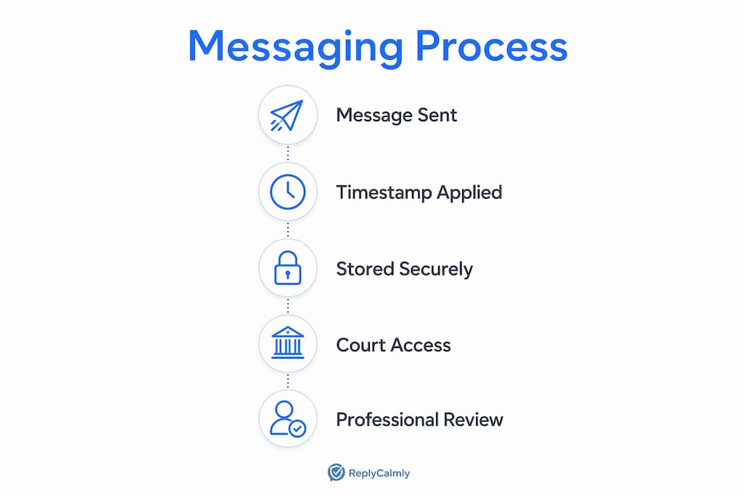 Infographic showing court-monitored messaging process steps