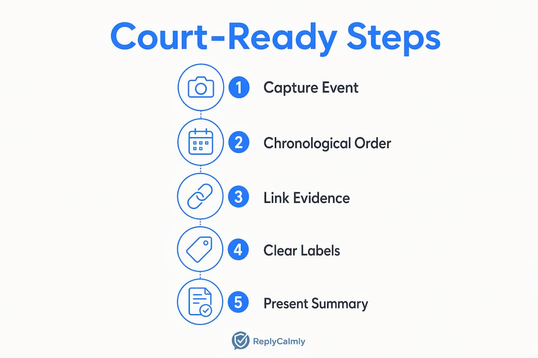 Infographic showing court-ready visualization steps
