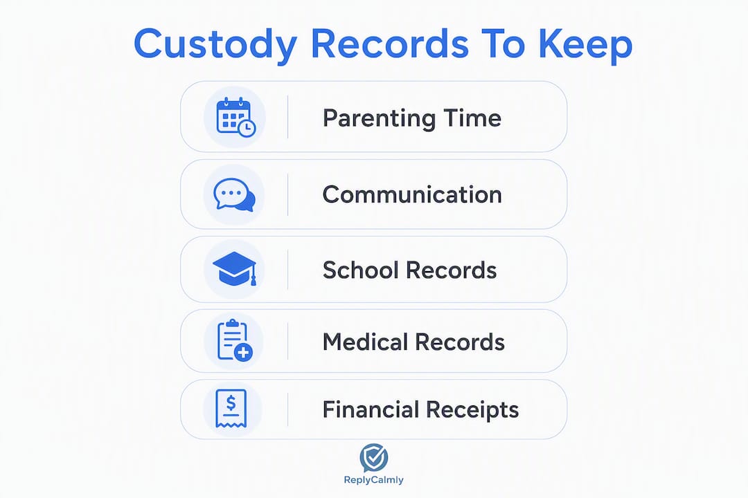 Infographic listing key child custody record categories