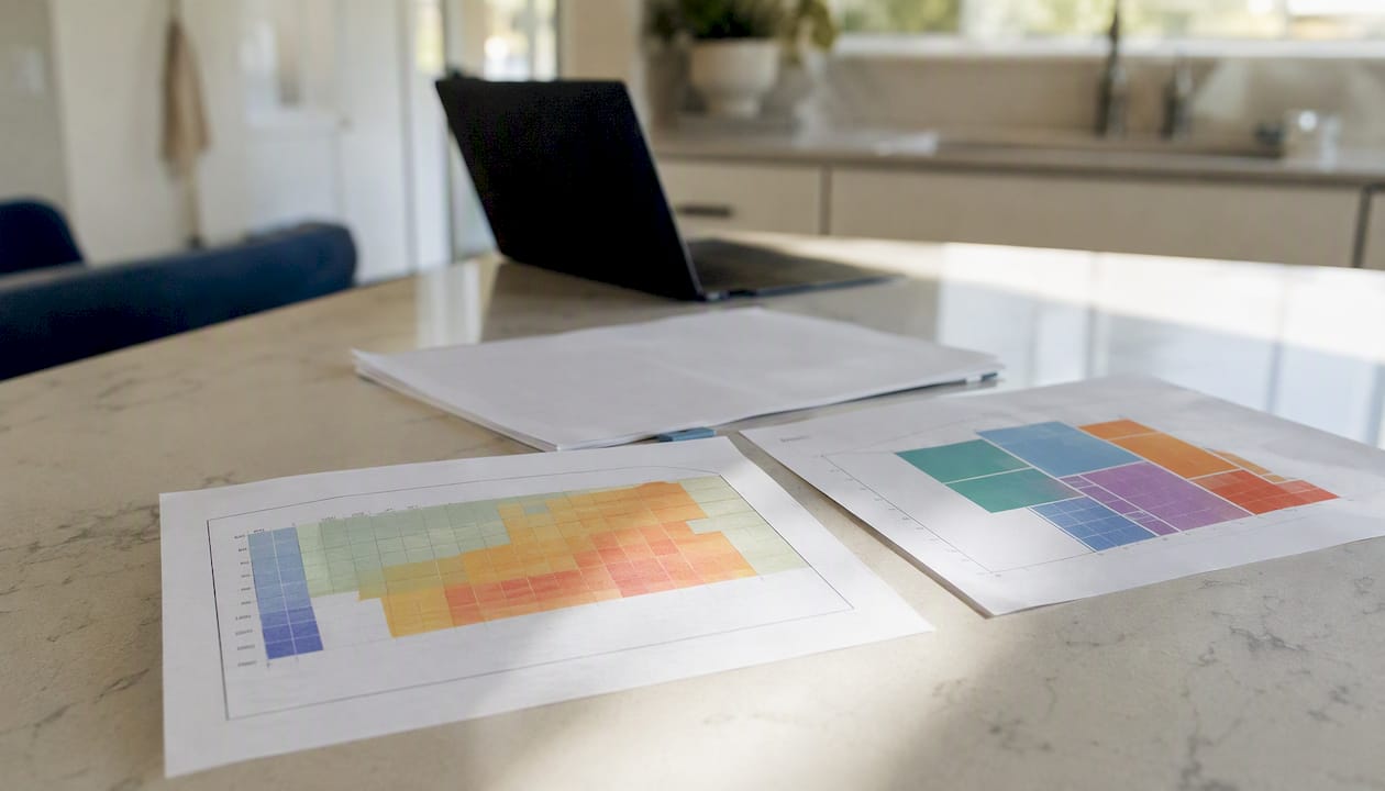 Printed charts of escalation heatmap and pattern clusters