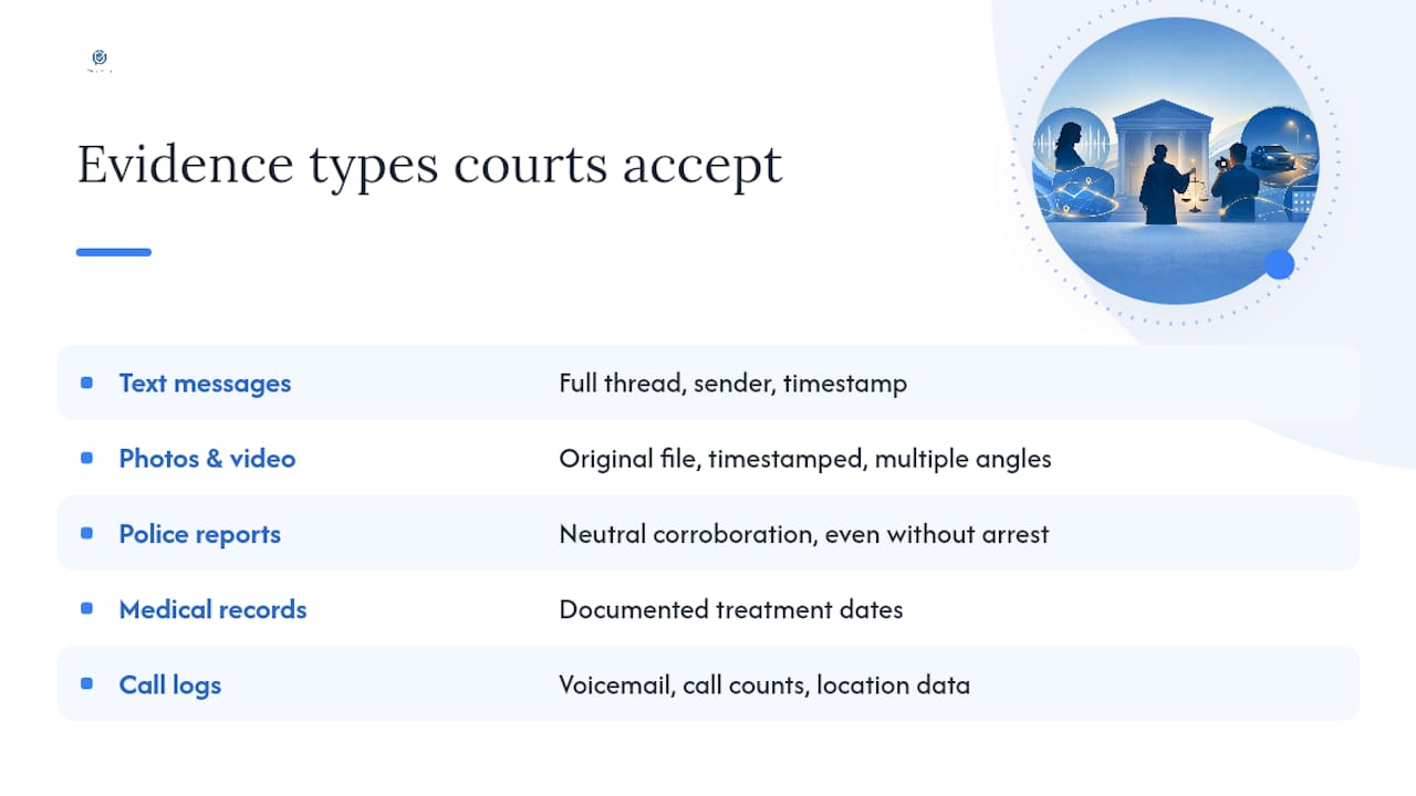 Diagram of evidence types for restraining orders
