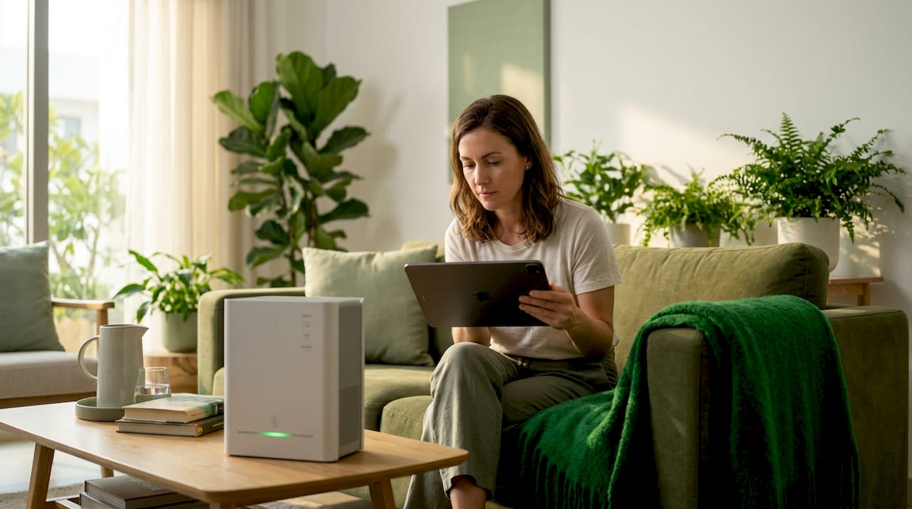 Smart monitor displaying indoor air readings