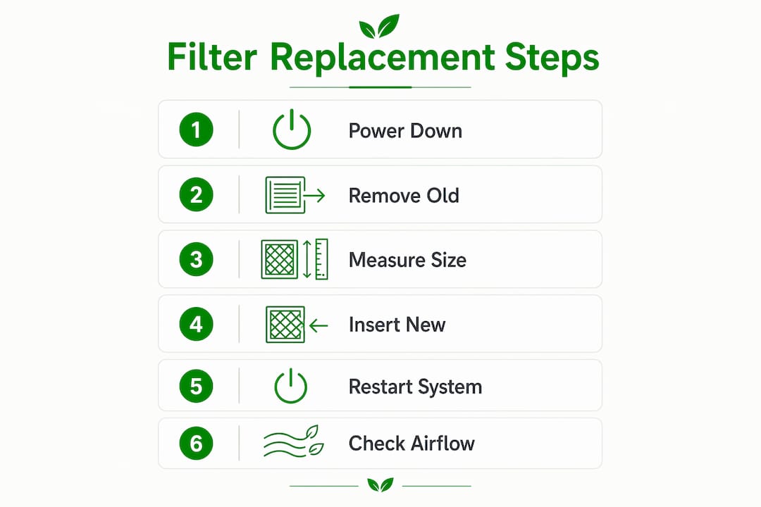 Step-by-step air filter replacement infographic