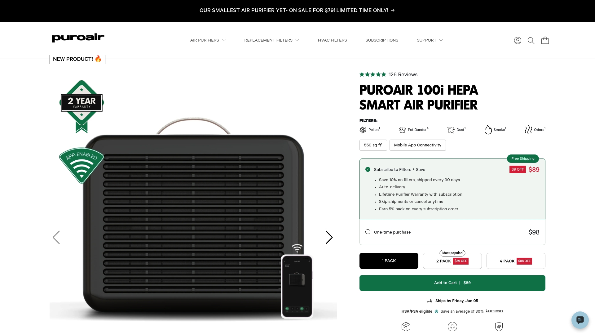 https://getpuroair.com/products/puroair-100i-smart-hepa-air-purifier