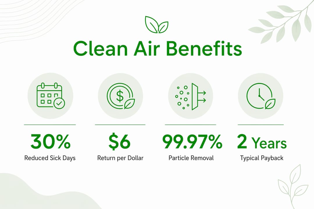 Infographic displaying key stats on clean air benefits