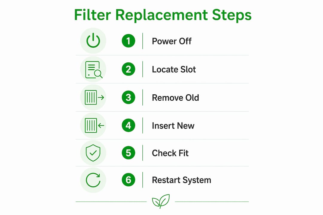 Infographic showing steps to replace air filter