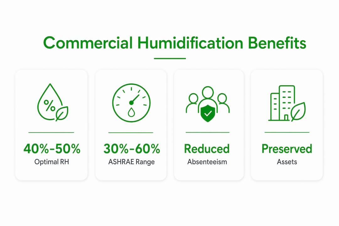 Infographic highlighting commercial humidifiers benefits