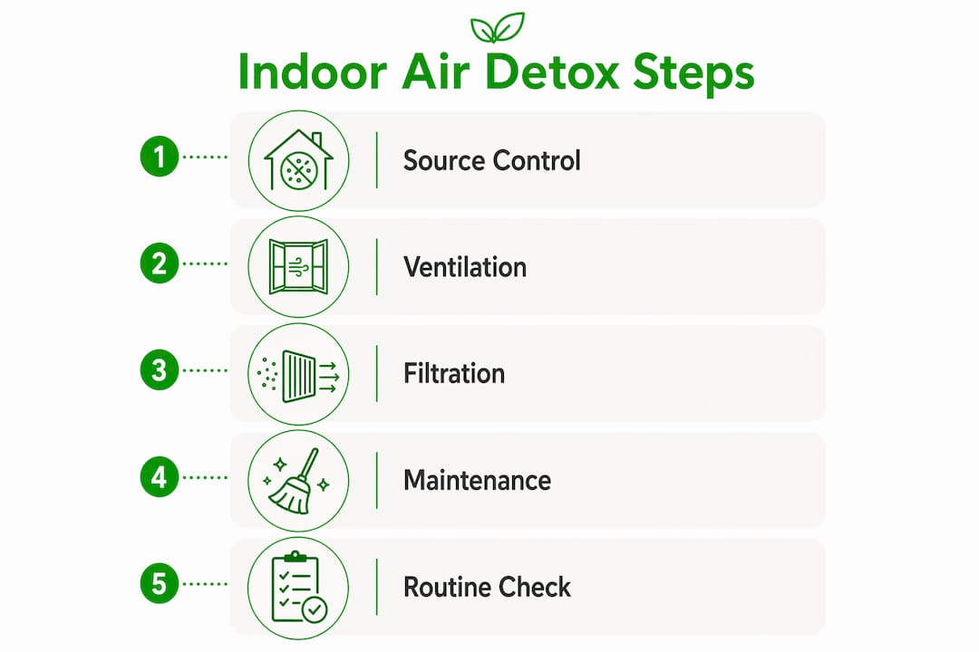 Infographic showing indoor air detox steps