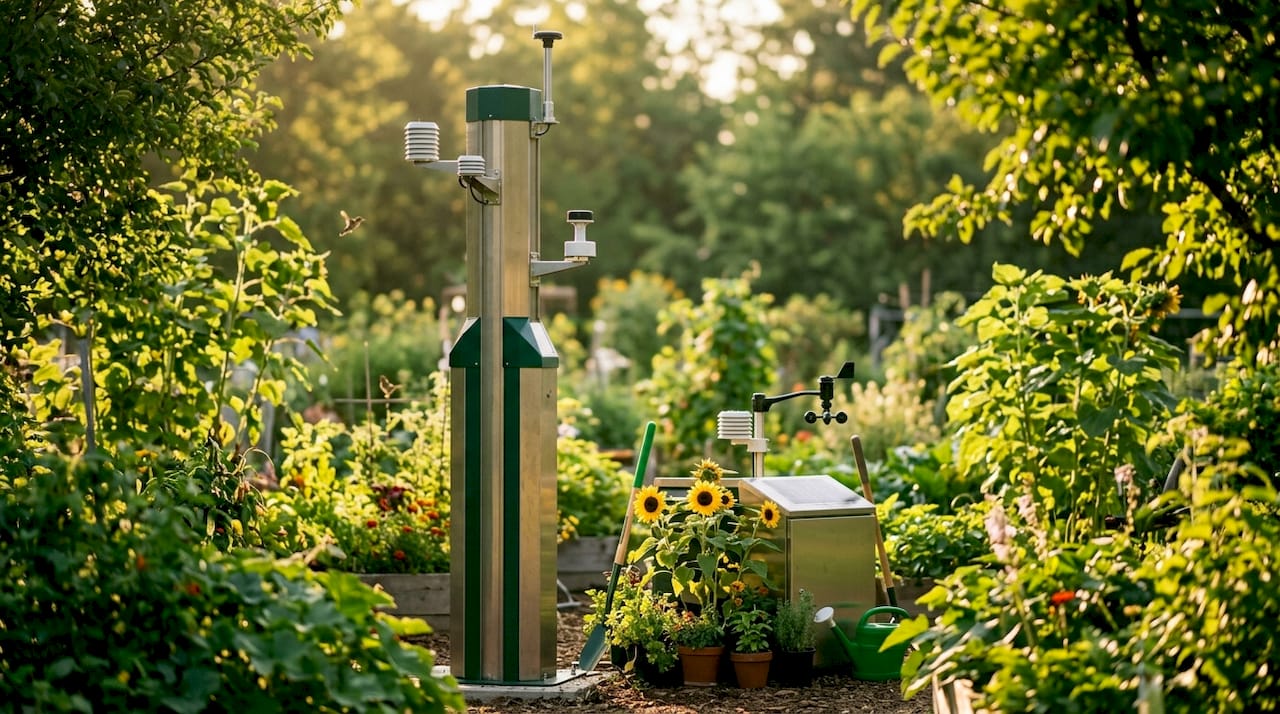 Outdoor air quality monitoring station in park