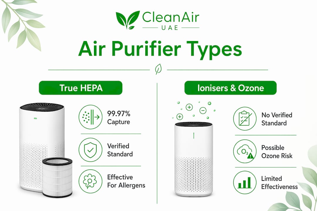 Comparison infographic of air purifier types