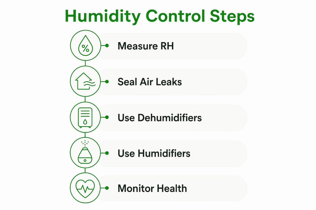 Infographic outlining steps for effective humidity control
