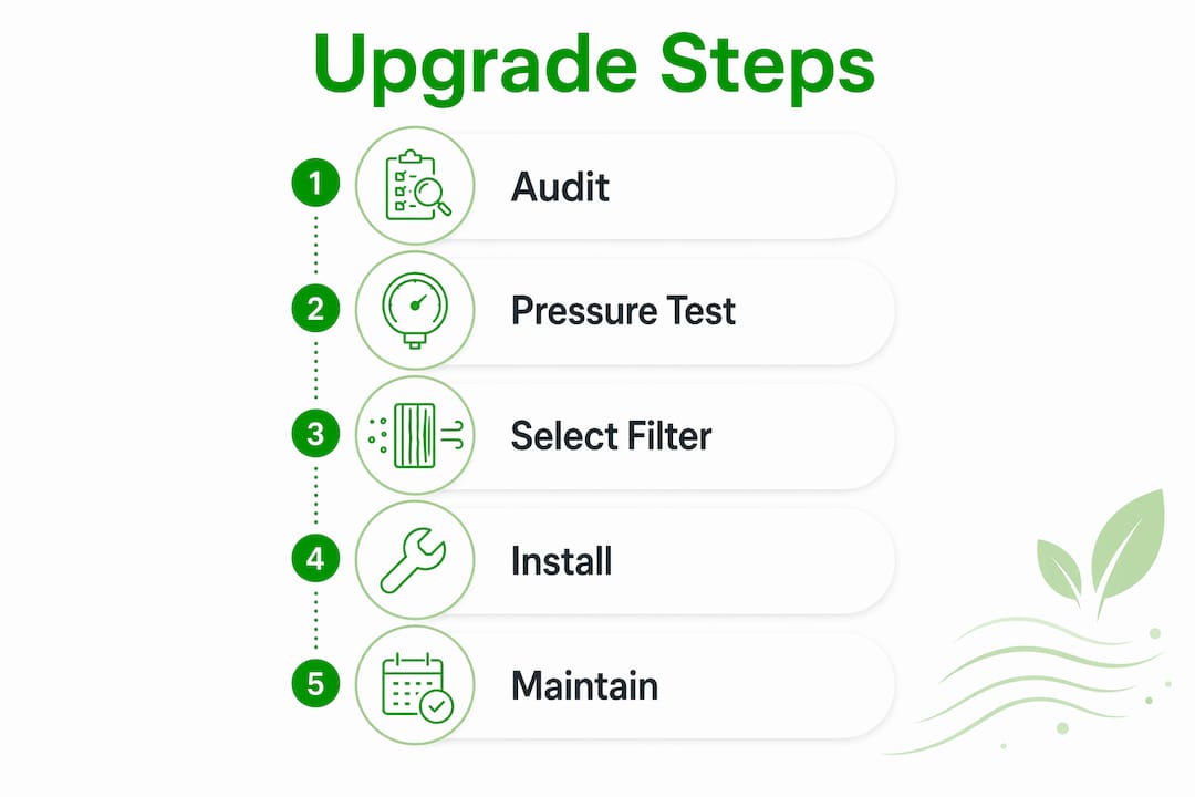 Infographic showing air filtration upgrade steps