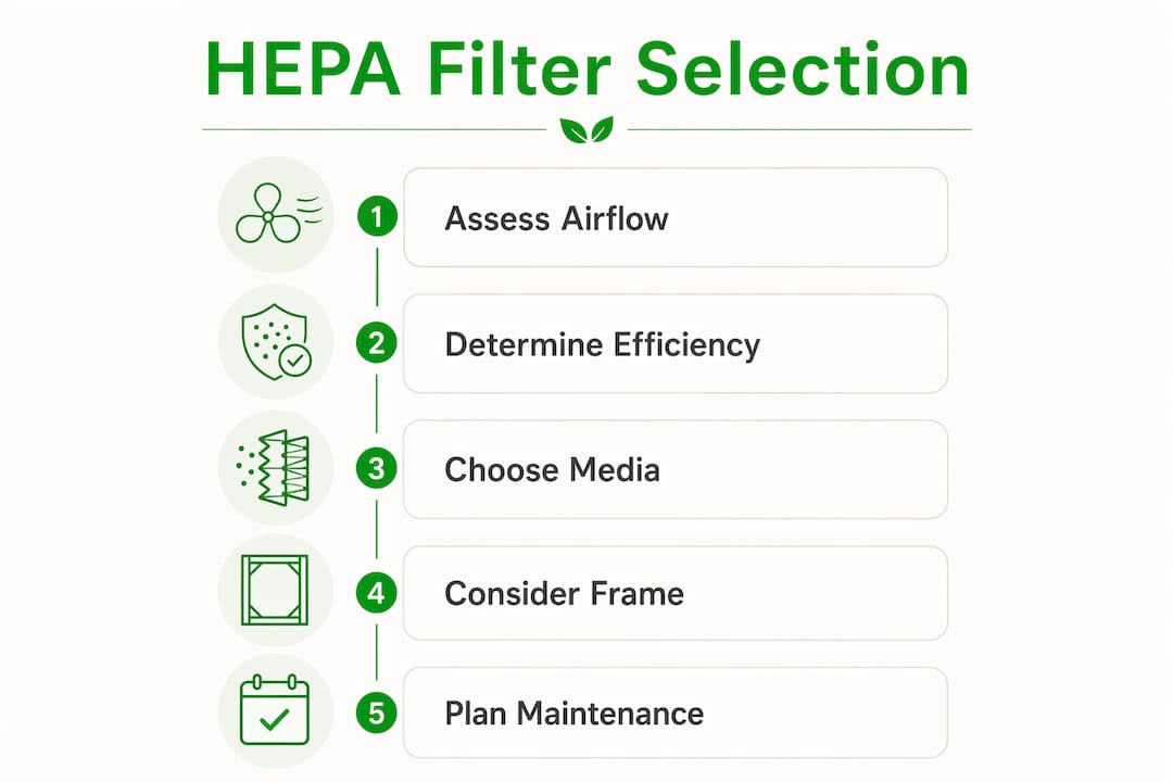 Infographic showing HEPA filter selection process