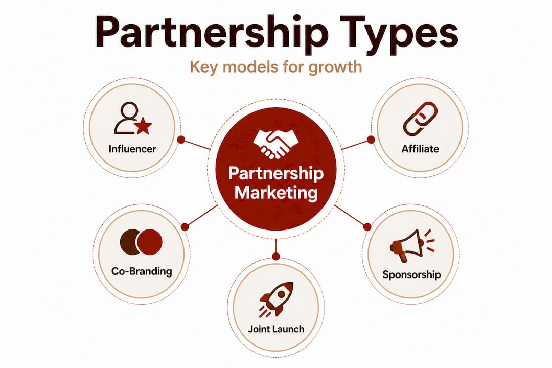 Hierarchy infographic of partnership marketing types