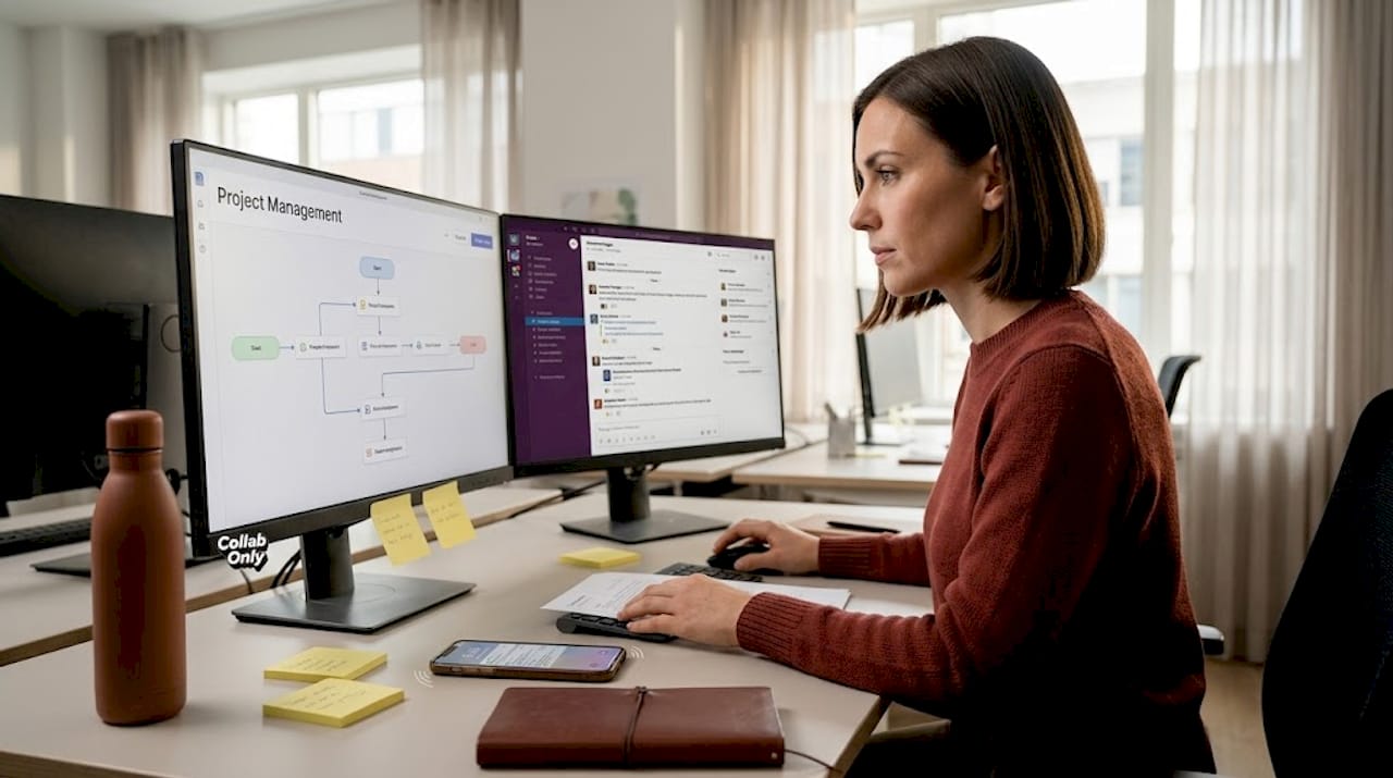 Automated workflow setup with dual monitors