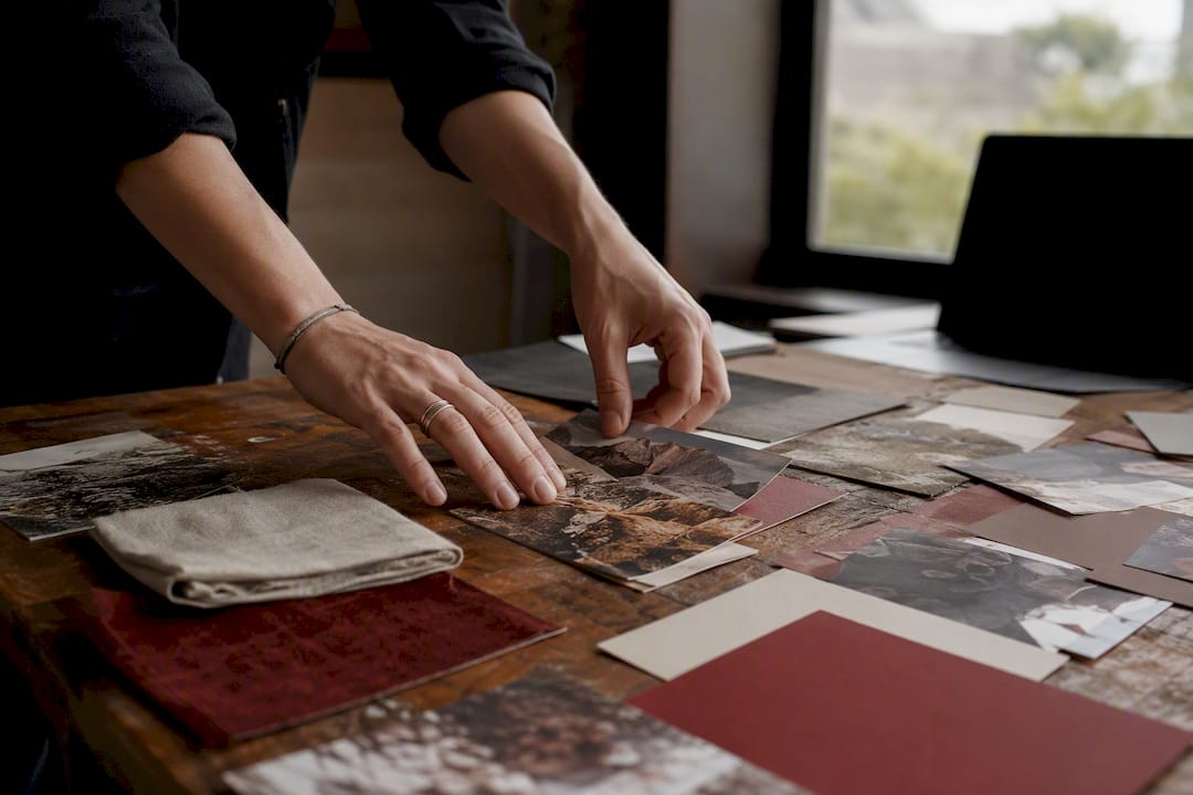Hands arranging modular campaign materials