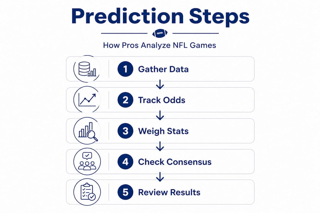 NFL game prediction process step-by-step infographic
