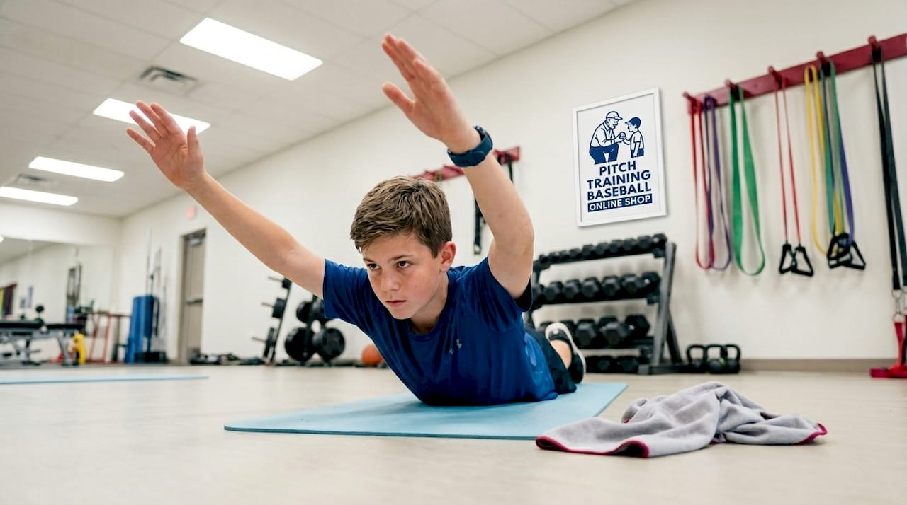 Youth practicing shoulder exercise at gym