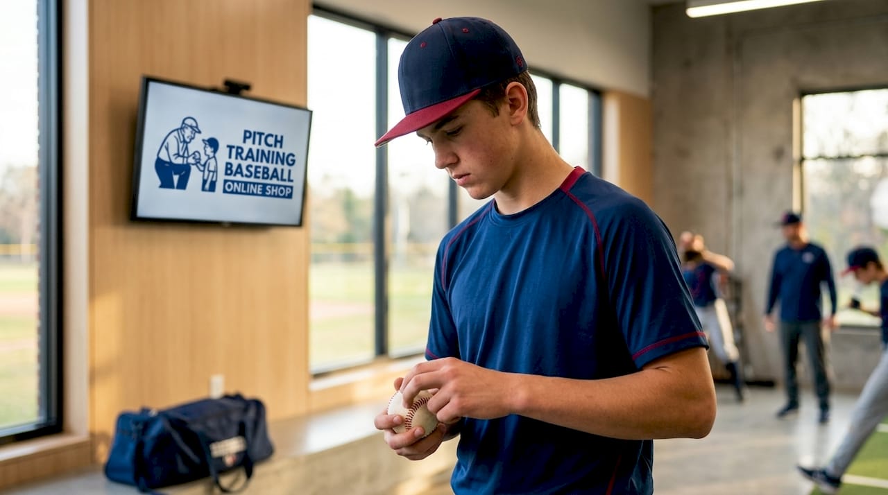 Young player using band for arm care training