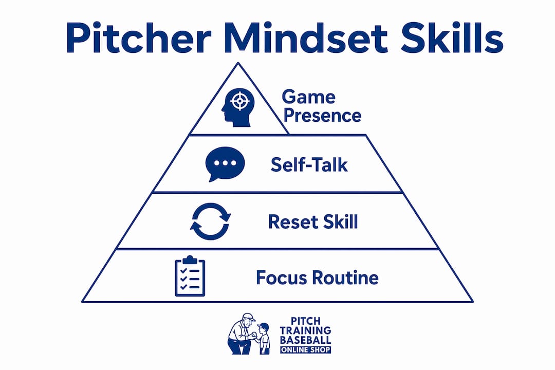 Hierarchy infographic of pitcher mindset skills
