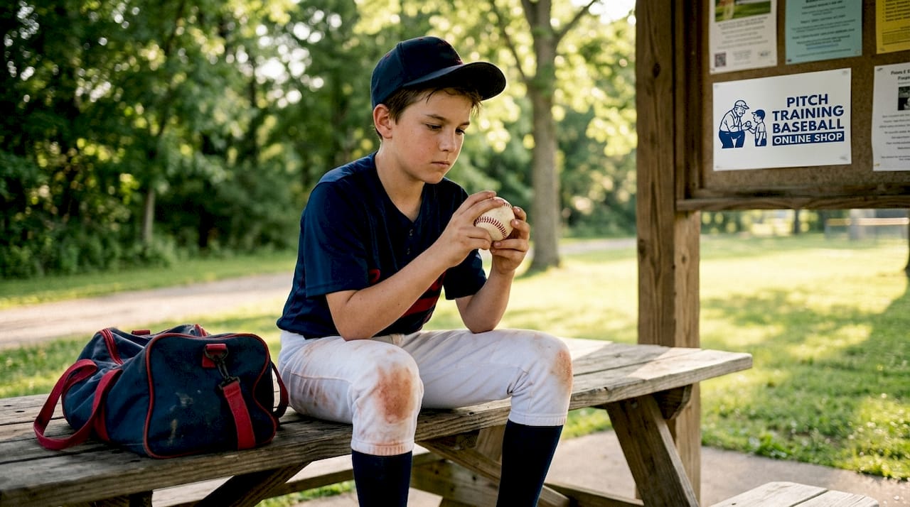 Close-up of youth demonstrating four-seam grip