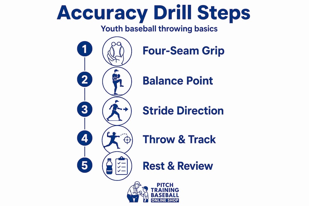 Infographic of step-by-step throwing accuracy drills