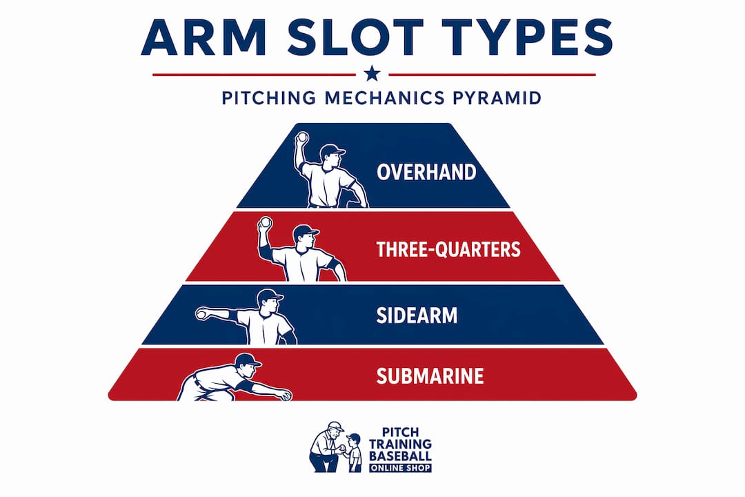 Infographic pyramid of pitcher arm slot types