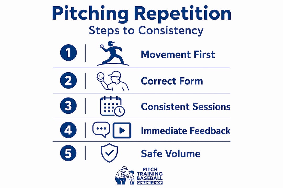 Infographic showing five steps to pitching consistency