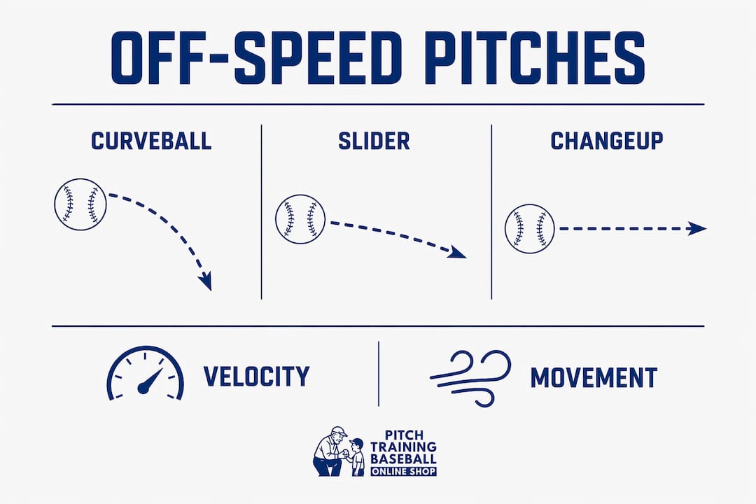Infographic showing types of off-speed baseball pitches