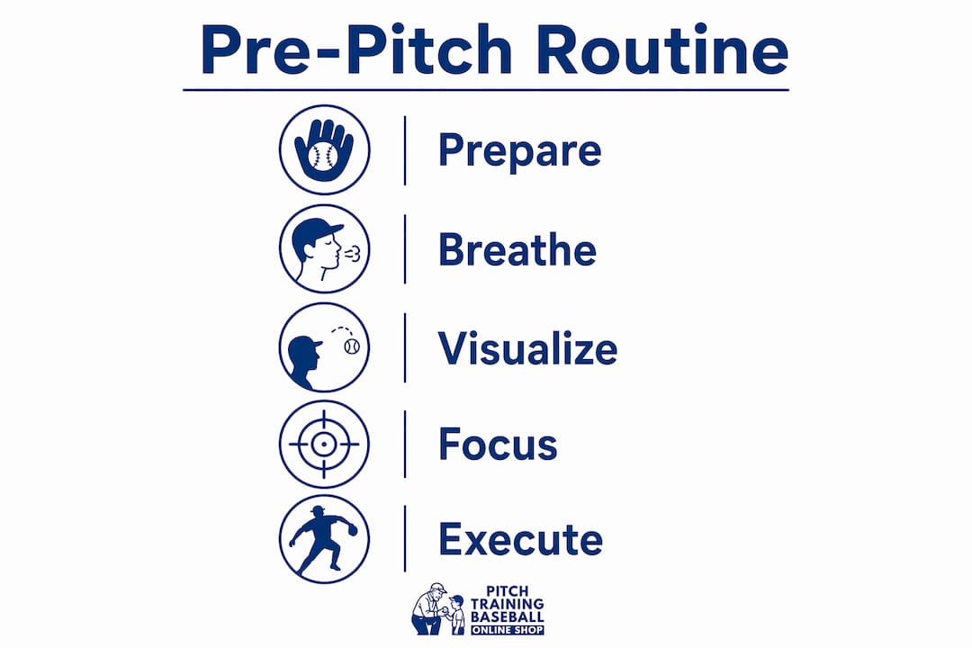 Infographic showing steps of pre-pitch mental routine