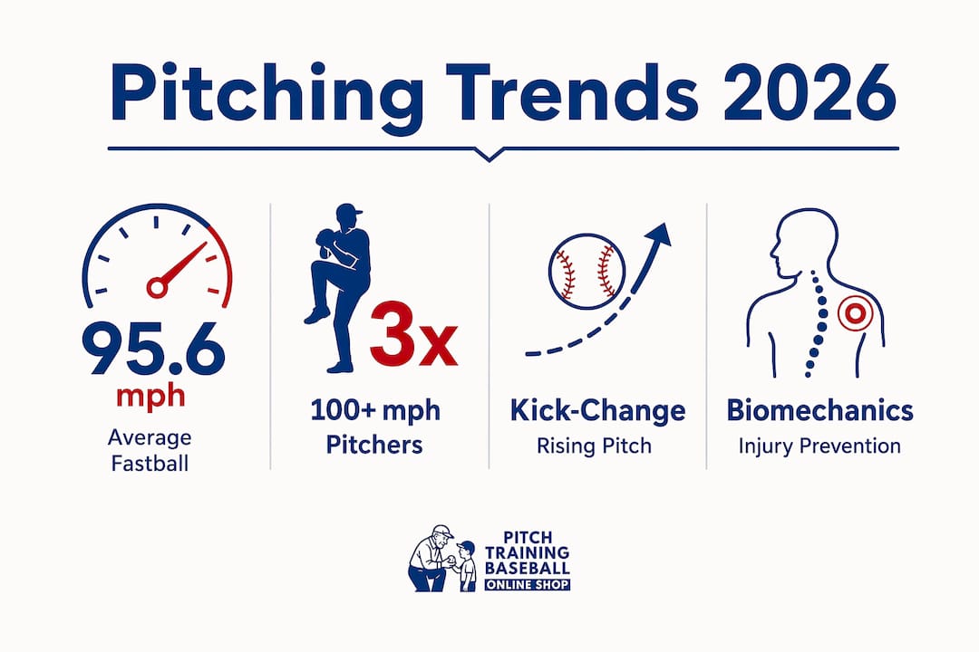 Infographic presenting 2026 pitching velocity and biomechanical trends