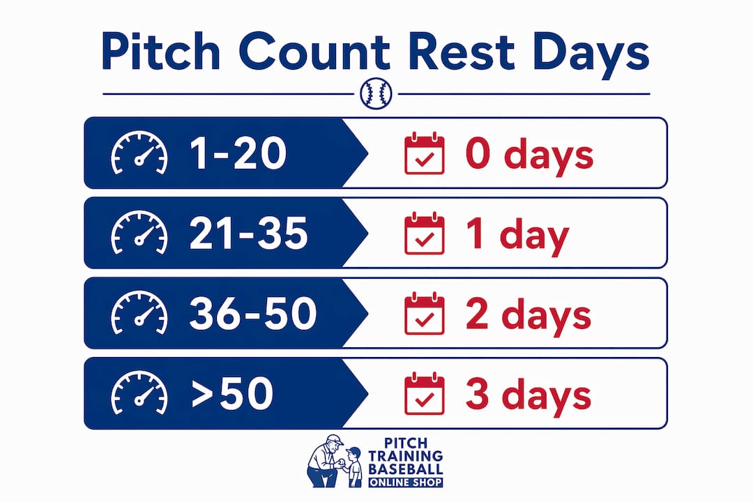 Infographic of required pitch count rest days