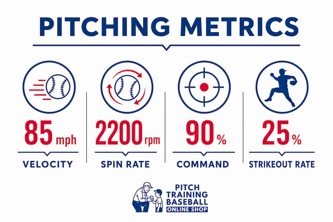 Infographic showing key youth pitching metrics