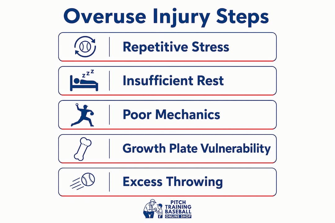 Infographic outlining steps leading to overuse injuries